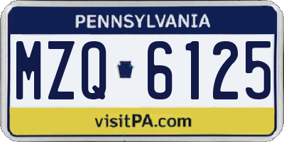 PA license plate MZQ6125