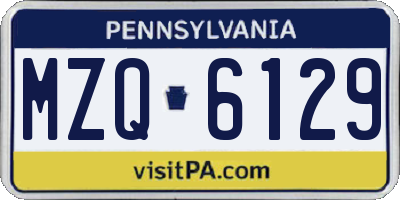 PA license plate MZQ6129
