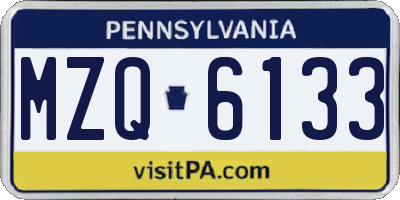 PA license plate MZQ6133