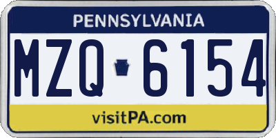 PA license plate MZQ6154