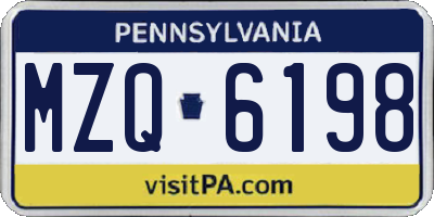 PA license plate MZQ6198