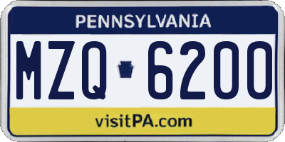 PA license plate MZQ6200