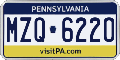 PA license plate MZQ6220
