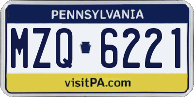 PA license plate MZQ6221
