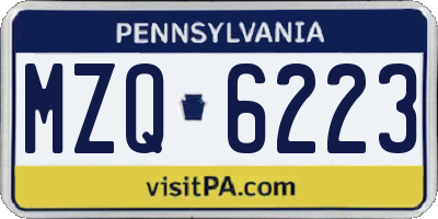 PA license plate MZQ6223
