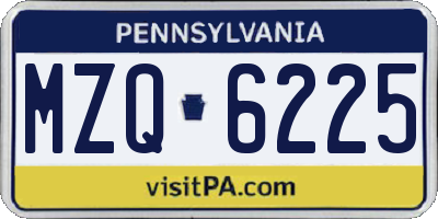 PA license plate MZQ6225