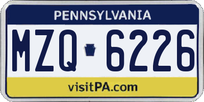 PA license plate MZQ6226