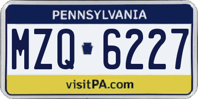 PA license plate MZQ6227