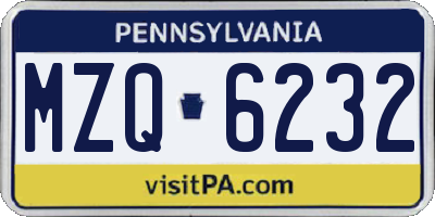 PA license plate MZQ6232
