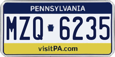 PA license plate MZQ6235