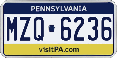 PA license plate MZQ6236