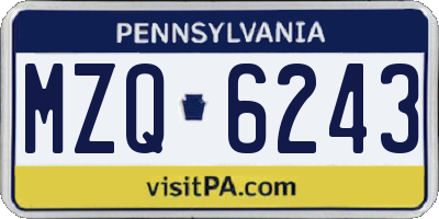 PA license plate MZQ6243