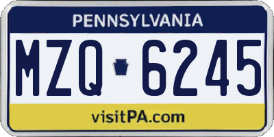 PA license plate MZQ6245