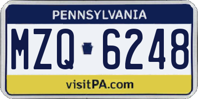PA license plate MZQ6248