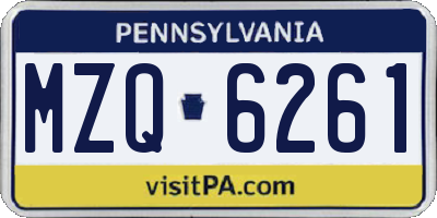 PA license plate MZQ6261