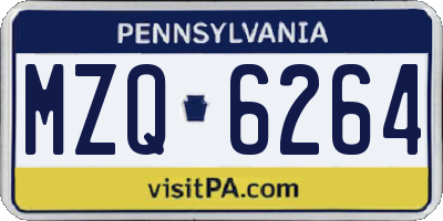 PA license plate MZQ6264