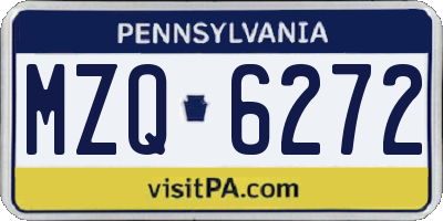 PA license plate MZQ6272