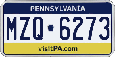 PA license plate MZQ6273