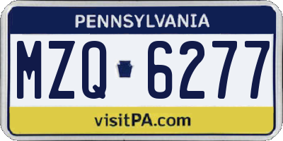 PA license plate MZQ6277