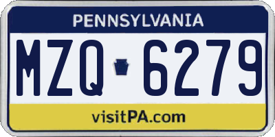 PA license plate MZQ6279