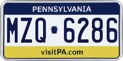 PA license plate MZQ6286