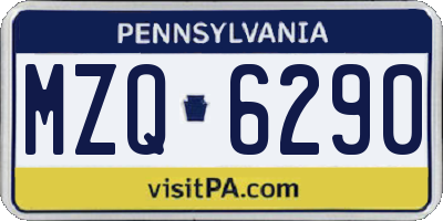 PA license plate MZQ6290