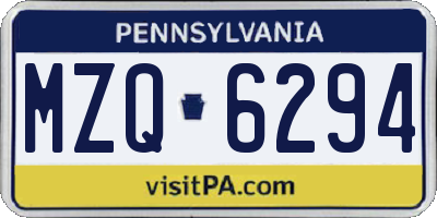 PA license plate MZQ6294
