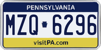 PA license plate MZQ6296