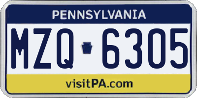 PA license plate MZQ6305