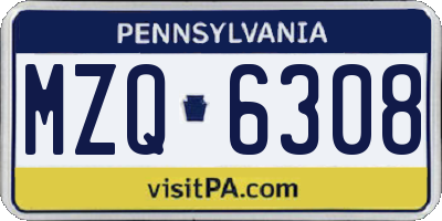 PA license plate MZQ6308
