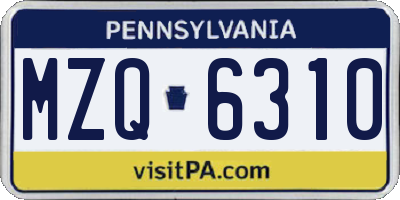PA license plate MZQ6310