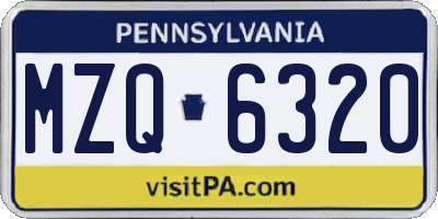 PA license plate MZQ6320