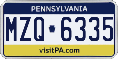 PA license plate MZQ6335