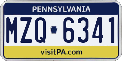 PA license plate MZQ6341