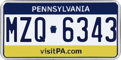 PA license plate MZQ6343
