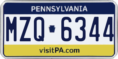 PA license plate MZQ6344