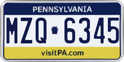 PA license plate MZQ6345