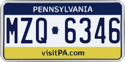 PA license plate MZQ6346