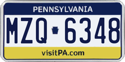 PA license plate MZQ6348