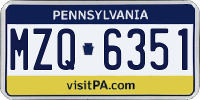 PA license plate MZQ6351