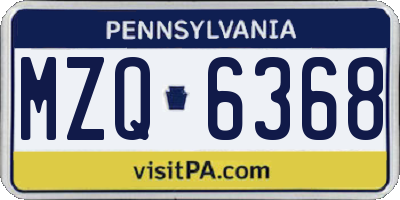 PA license plate MZQ6368