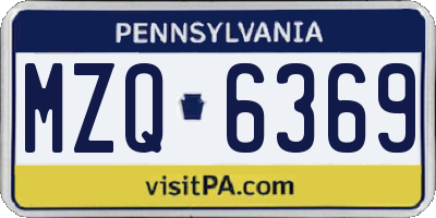 PA license plate MZQ6369
