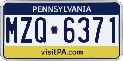 PA license plate MZQ6371