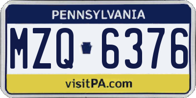 PA license plate MZQ6376