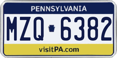 PA license plate MZQ6382