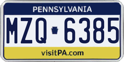 PA license plate MZQ6385