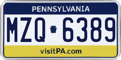 PA license plate MZQ6389