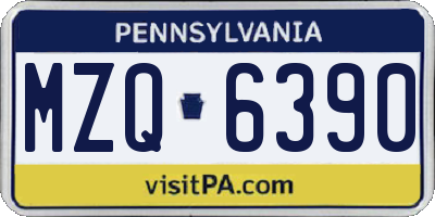 PA license plate MZQ6390