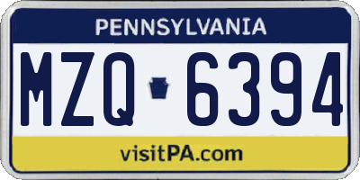 PA license plate MZQ6394