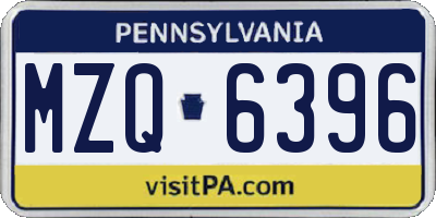 PA license plate MZQ6396